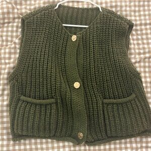 Chunky Knit Olive Green Sweater Vest